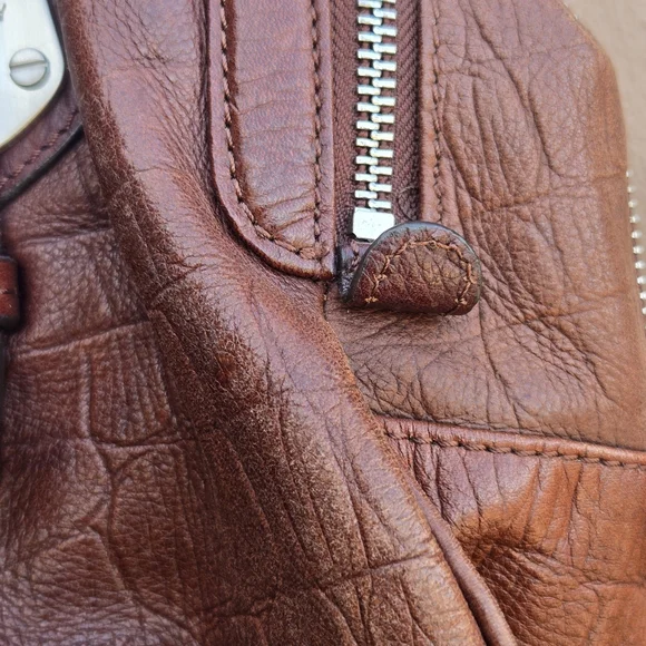 B. Makowsky Brown Leather Hobo Snake Animal Skin Shoulder Bag - Picture 12 of 16